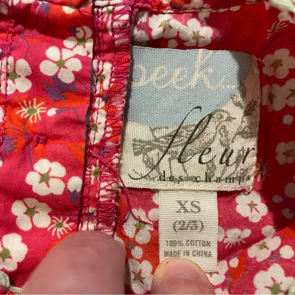 Peek Red Cotton Floral Sleeveless Shirt Size 2-3 Years